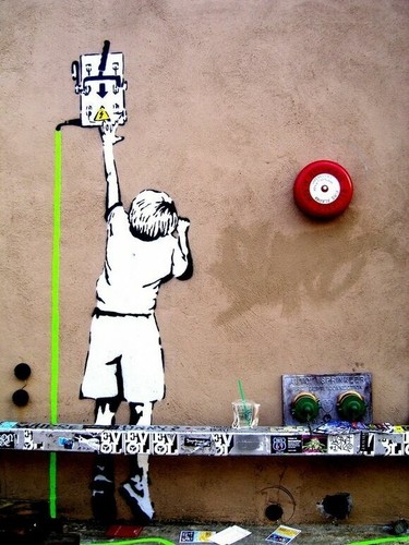 Banksy Street Artist Boy Electric Switch Print A4 A3 A2 A1