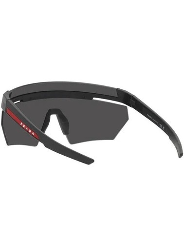 Pre-owned Prada Linea Rossa Ps 01ys 1bo06f Matte Black Dark Grey Lens Shield Sunglasses In Gray