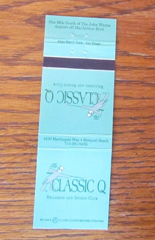 CLASSIC Q BILLIARDS MATCHBOOK COVER: NEWPORT BEACH