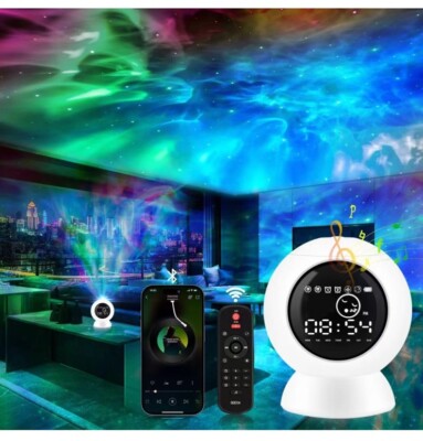 LitEnergy Alarm Clock Star Projector for Kids Bedroom, Bluetooth Speaker