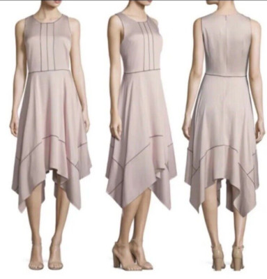 NWT! DKNY Donna Karan New York Dress Handkerchief Water Garden Blush Pink Sz M