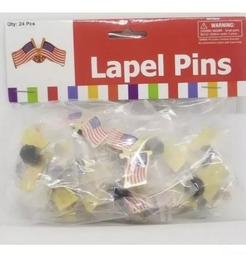 Lot Of 144 Double American Flag Lapel Pins Double USA Clutch Pins 12 Dozen
