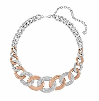 Swarovski Bound Large Necklace Rose Gold & Palladium Plated #5089276 New Box$399