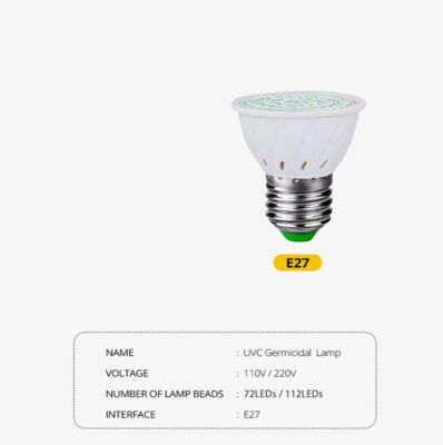 E27 2385 SMD LED Sterilize 250nm UV-C Light Germicidal UV Bulb Lamp Disinfection