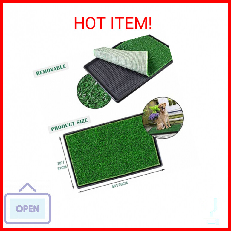 BRIAN & DANY Dog Grass Pad with Tray, Large Dog Litter Box with 2 Fake Pee Grass