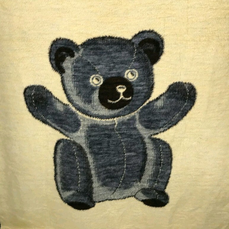 Vtg Biederlack Blanket Teddy Bear Reversible Throw Brown Vintage 77