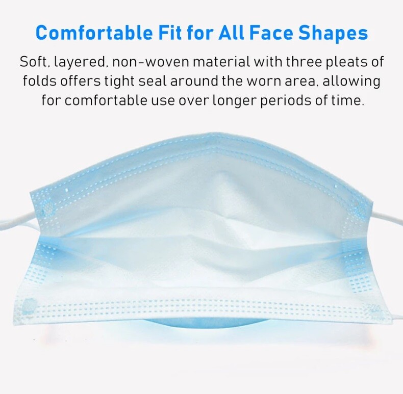 [50 PCS] Protective Disposable Face Mask Quality 3-Ply Nose Mouth Cover