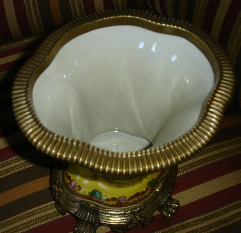 William Sung Hand Painted Porcelain Vase w/ Ormolu Brass Accents - Pre-Owned!