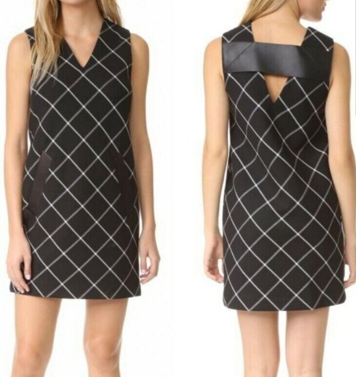 Платье-сорочка Rag & Bone Black Phoebe с принтом Оконное стекло из кожи ягненка 4 = S
