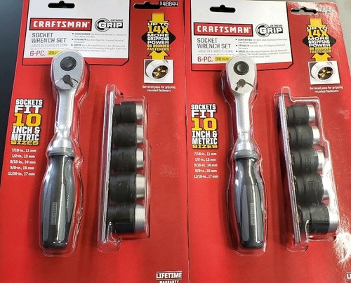 2---Craftsman Extreme Grip SAE/Metric 6 pc. 3/8 in. Drive Ratchet Sock #948844