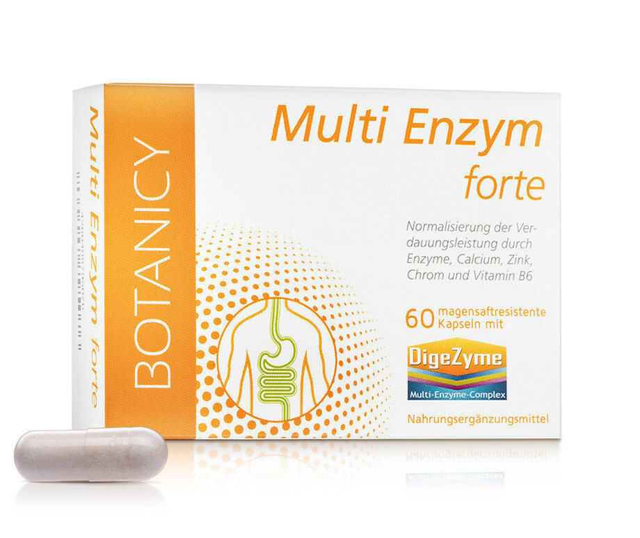 BOTANICY Multi Enzym Forte mit Digezyme, 60 Kapseln - Multienzymkomplex