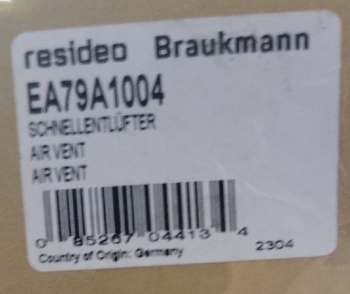 Braukmann EA79A1004 Hot Water Air Vent, resideo Honeywell, Made in Germany NIB. 