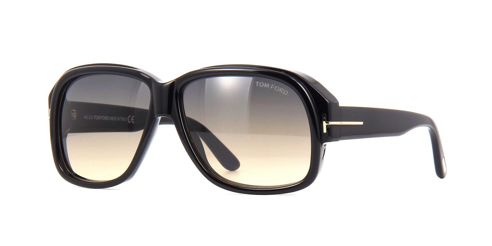 Pre-owned Tom Ford Lyle Ft 0837 Shiny Black/grey Brown Shaded (01b) Sunglasses
