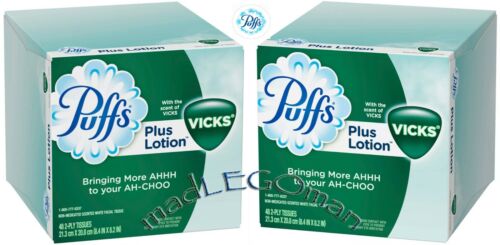 12 PACKS PUFFS VICKS SCENT PLUS LOTION 2 PLY SOFT SOOTHING FACIAL TISSUE 48/CUBE