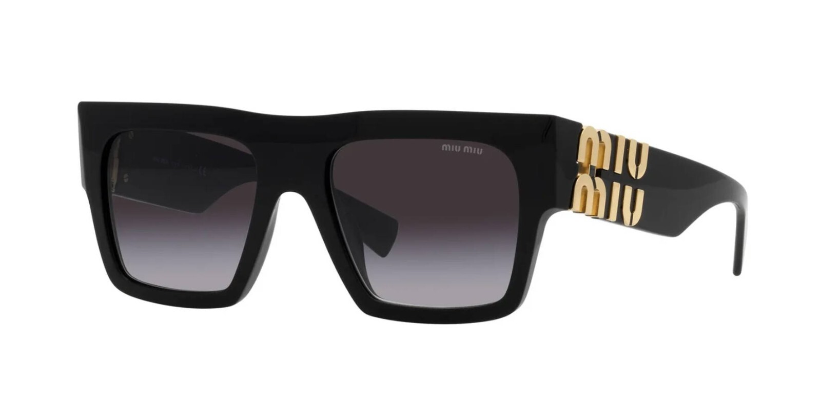 Pre-owned Miu Miu Smu 10ws Black/grey Shaded (1ab5d1) Sunglasses