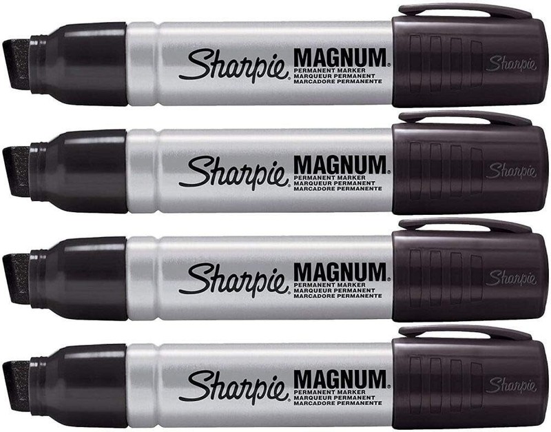 Sharpie Pro Magnum Permanent Marker, Oversized Chisel Tip, Black 4 Pack