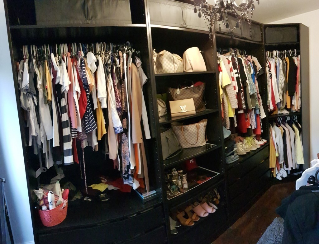 Huge Ikea Tall Pax Walk In Wardrobe Setup Black Brown Glass