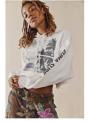Free People Daydreamer Zuma Surf Club Cropped Hoodie Size Medium NWOT
