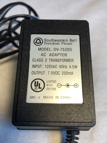 Vintage Southwestern Bell Model DV-7520S AC Adapter Power Supply