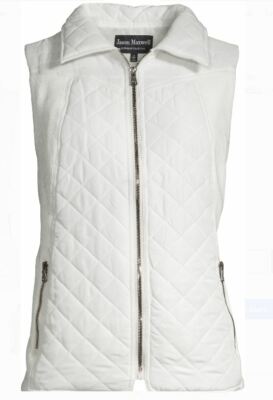 S XL Large Med Womens Ladies Jason Maxwell Women's White Zip Up Vest Jacket Coat