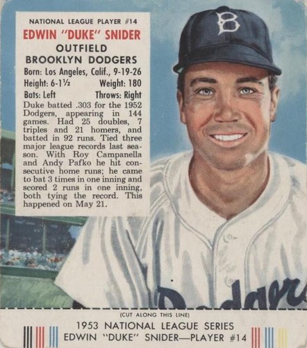 1953 Red Man Tobacco All-Star Team - Duke Snider #14
