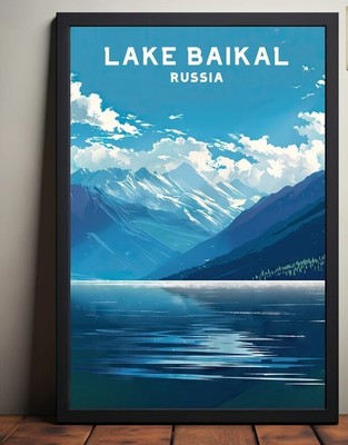 Lake Baikal Summer, Russia, Wilderness Posters, Minimalist, Vintage Style Print