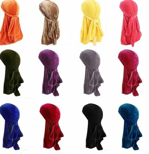 Women Men Unisex Velvet Durag Hat Cap Premium Designer Doo Rag Wave Biker Dance