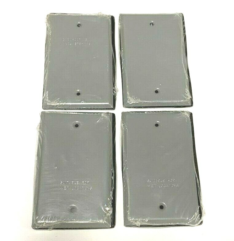 (4) Quantity of Bell 5173-0 Single-Gang Blank Covers, Weatherproof Gray