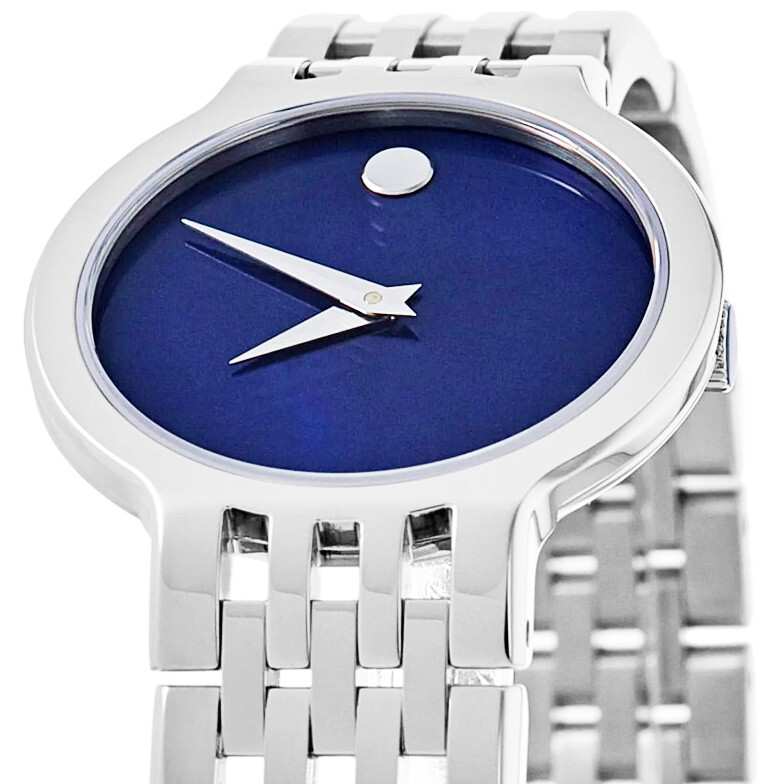 Pre-owned Movado Esperanza Watch Blue Mother-of-pearl Dial 7-link Polished Bracelet