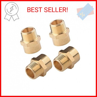 4 Pack 1/2'' BSP to NPT Adapter, G 1/2 (BSP) Female Thread to US 1/2 NPT Male Thr