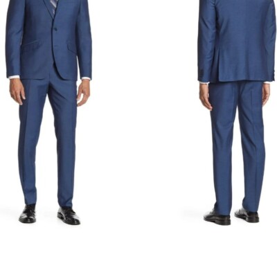 The Savile Row Brixton Extra Trim Fit Suit Pants Navy 44R