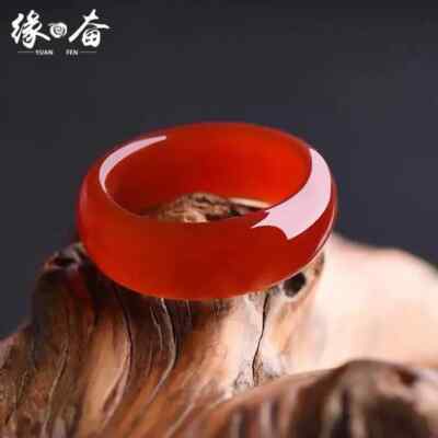 Natural agate red jade rings jewelry gemstone band ring jade stones for women