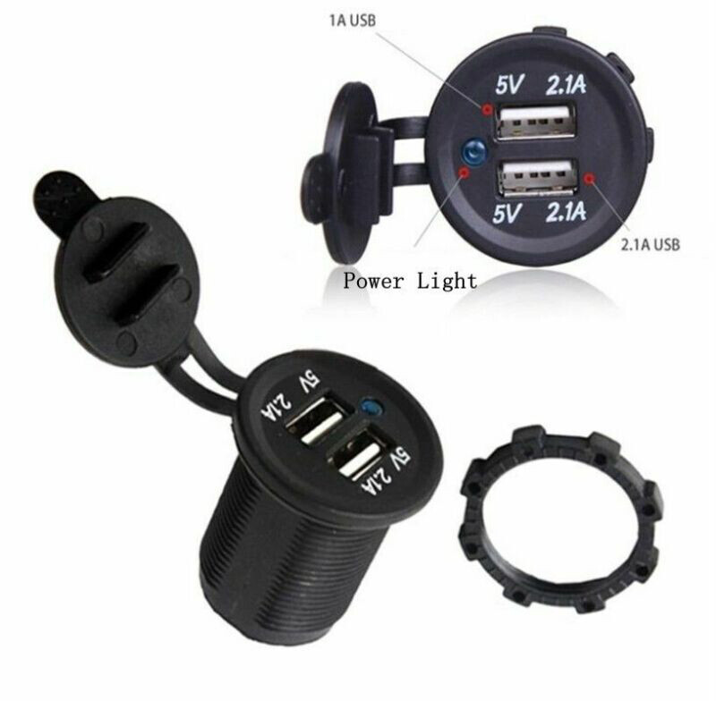 12V Waterproof Car Cigarette Lighter Dual 2.1A USB Power Adapter Charger Plug zt