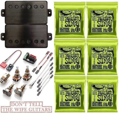 EMG JH SET JAMES HETFIELD BRUSHED BLACK CHROME STD SPC LONG POTS +REGULAR SLINKY