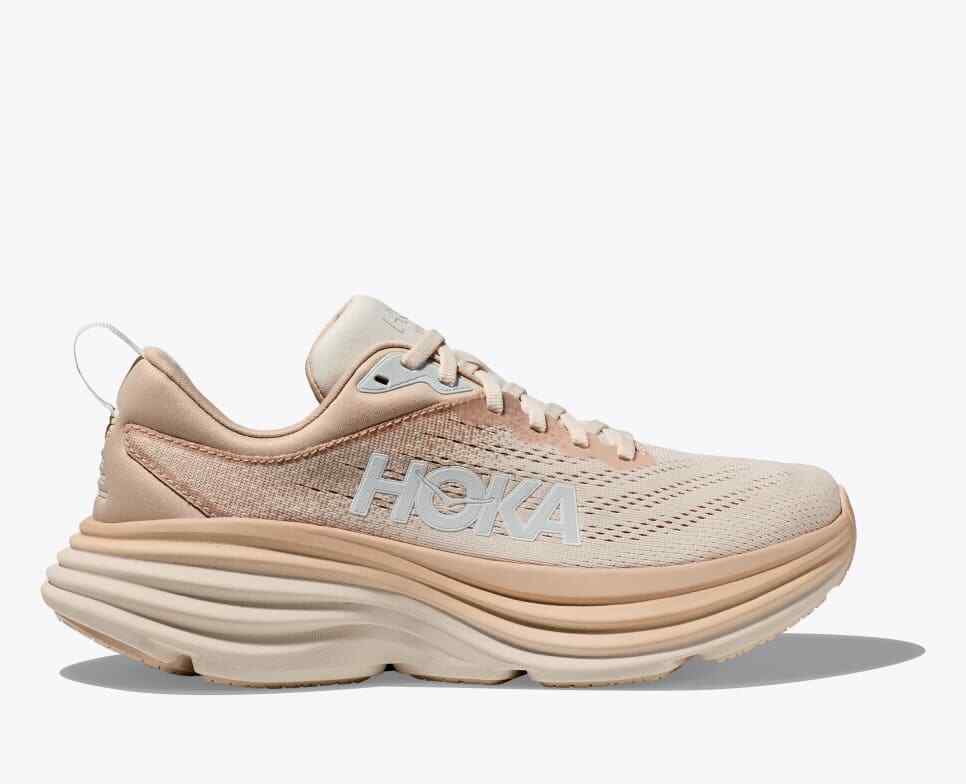 Pre-owned Hoka Bondi 8 Womens Running Shoes Shifting Sand Eggnog Beige Tan 1127952 Size