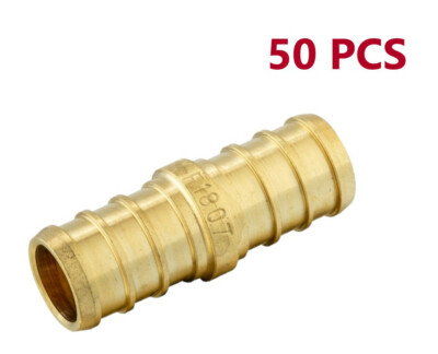 50 PCS EFIELD 1/2'' Pex Straight Coupling Brass Crimp Fitting, Lead Free-NSF