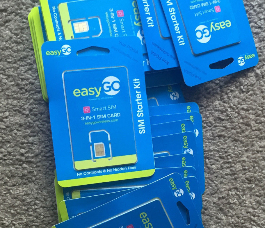 Lot of 50X easygo Sim Card Triple punched-New -for iphone, Samsung Galaxy Cheap