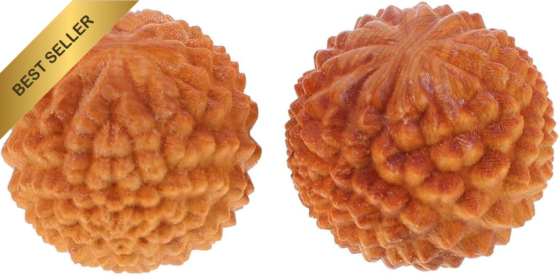 2PC Wooden Hand Massage Balls Durian-Shaped Pressure Relief Acupressure