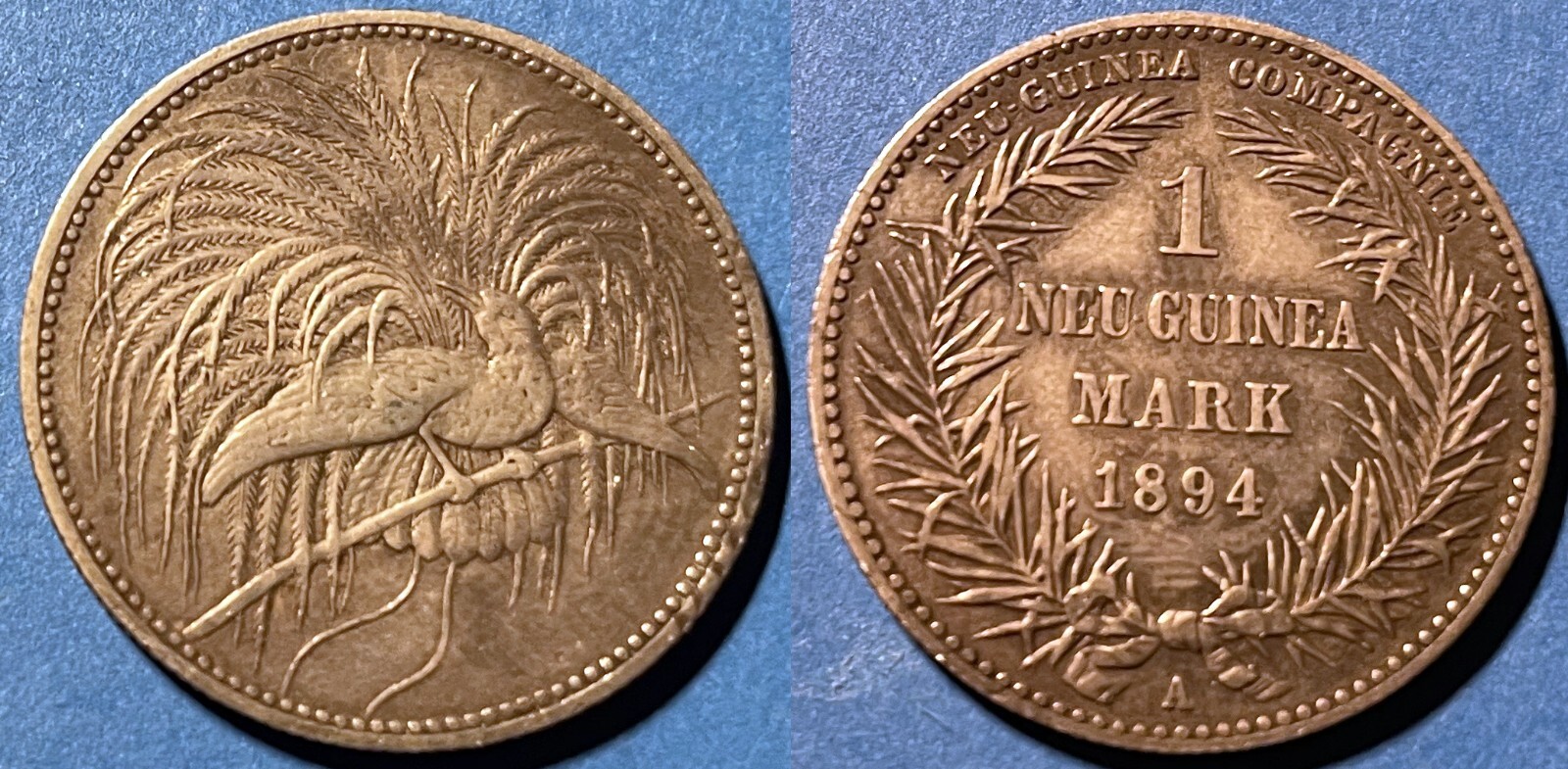 【廃盤】Zwischen Marianne und Germania + Si… German New Guinea 1894 A 1 Mark- Wilhelm II KM-5 SILVER 33K