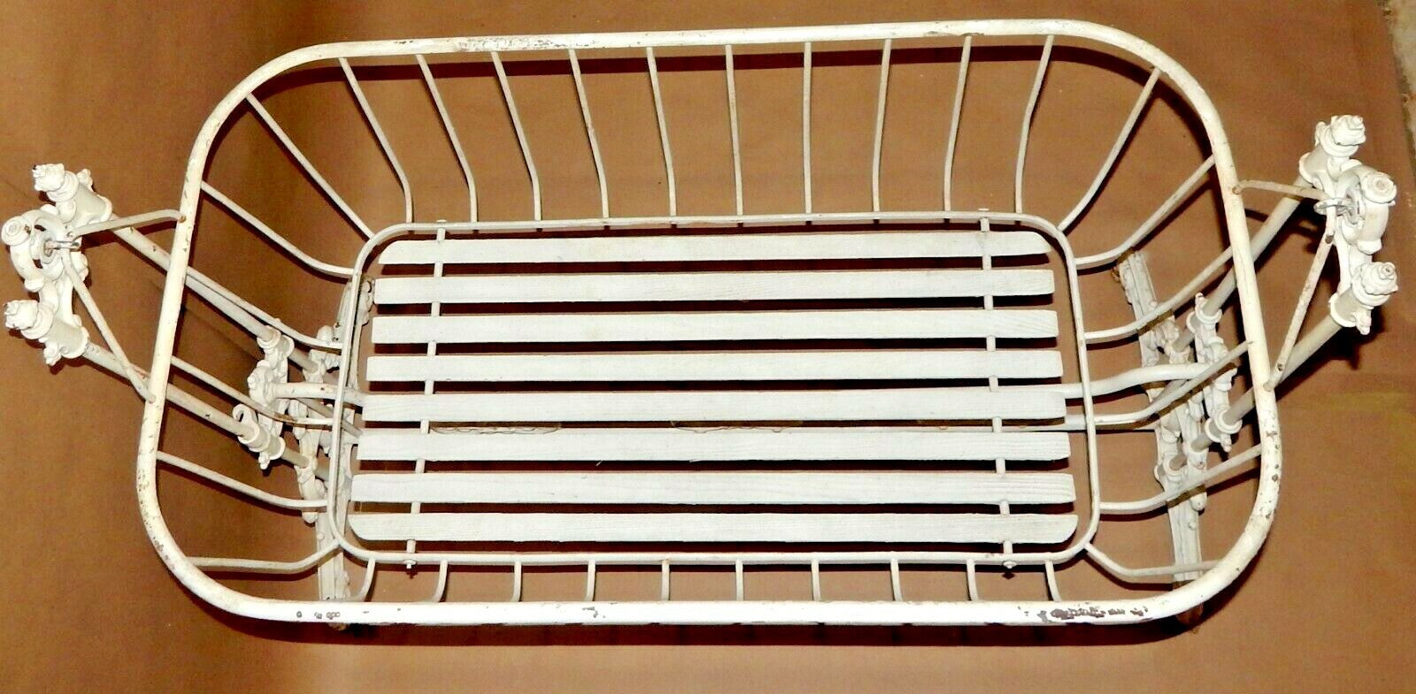 RARE Victorian baby cradle cot wrought iron rocking cradle