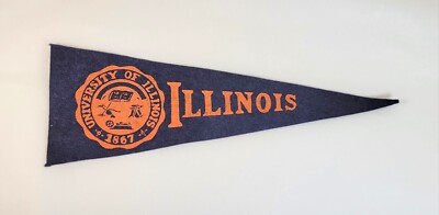 Vintage 1950s University of Illinois Hormel Mini Felt Pennant 3-1/2'' x 9-1/2''