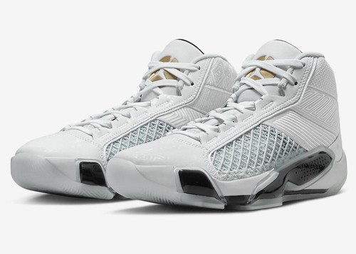 Air Jordan 38 FIBA White Metallic Gold Grey Clear Sole