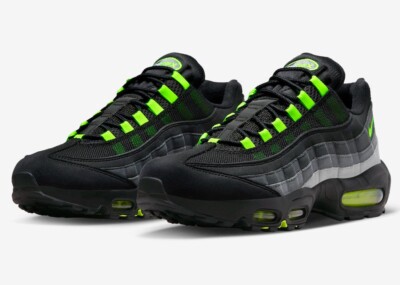 Nike Air Max 95 Black Reverse Neon JD New Men's Sneakers Size 9.5 US FV4710-001