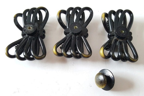 Vintage Costume Black Bow Tied Buttons Possibly Bakelite