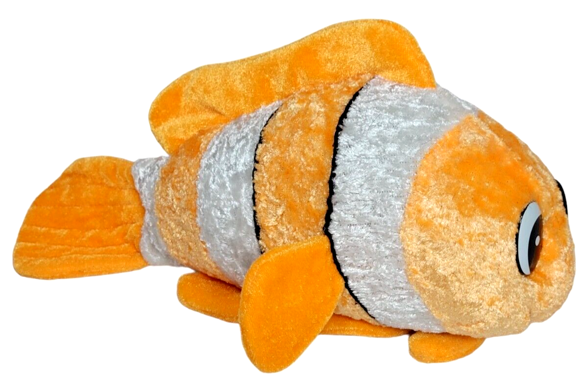 Calplush Clown Fish Plush Velour Stuffed Animal Toy Fish Orange White Black 12