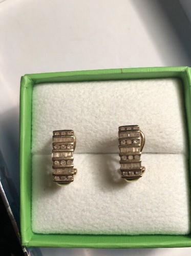 Diamond Baguette Earrings Yellow Gold 10 K