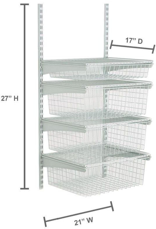 4 Drawer Storage Organizer Closet Kit White Bedroom Bathroom Wire