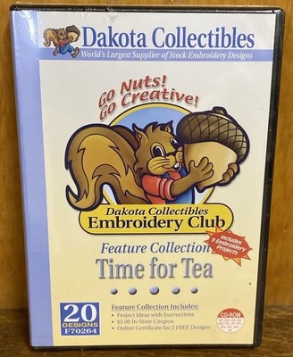 Dakota Collectibles Time for Tea Embroidery CD 20 Designs F70264 NEW