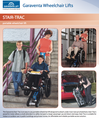 Garaventa Stair-Trac wheelchair lift, power climbing-climber portable-scalamobil