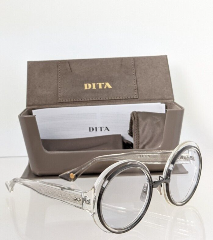 Pre-owned Dita Authentic  Sunglasses Micro-round Dts 406-a-03 Transparent & Gunmetal In Clear & Palladium